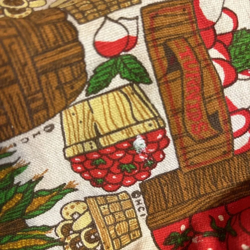 Vtg Homecare Kitchen Mates Bib Apron Vegetable Basket Tomato Mushroom Cabbage